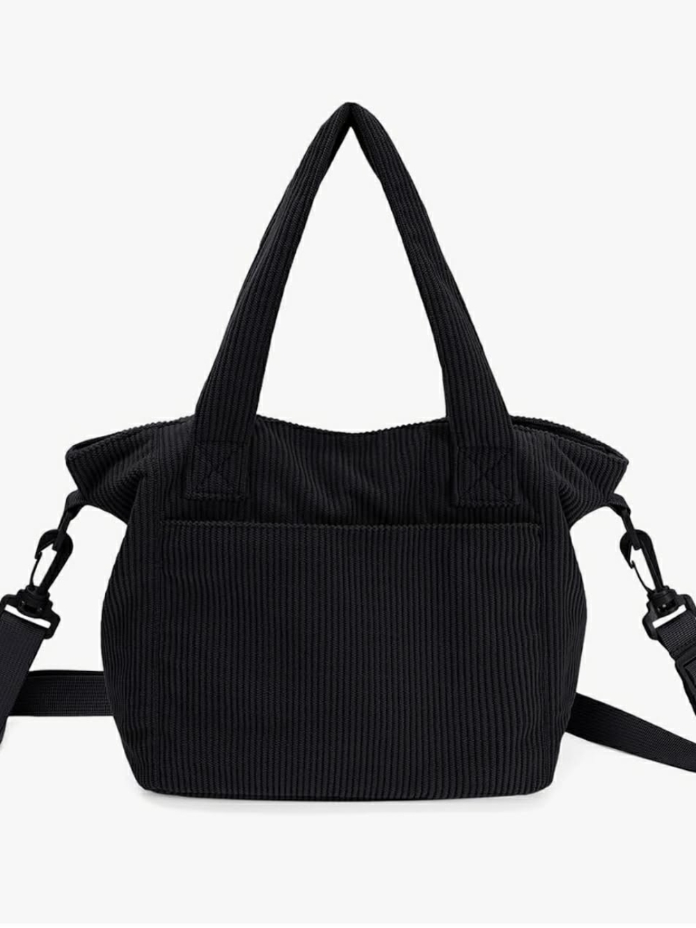 Mini Black Corduroy Shoulder Tote Bag with Removable Strap NWT